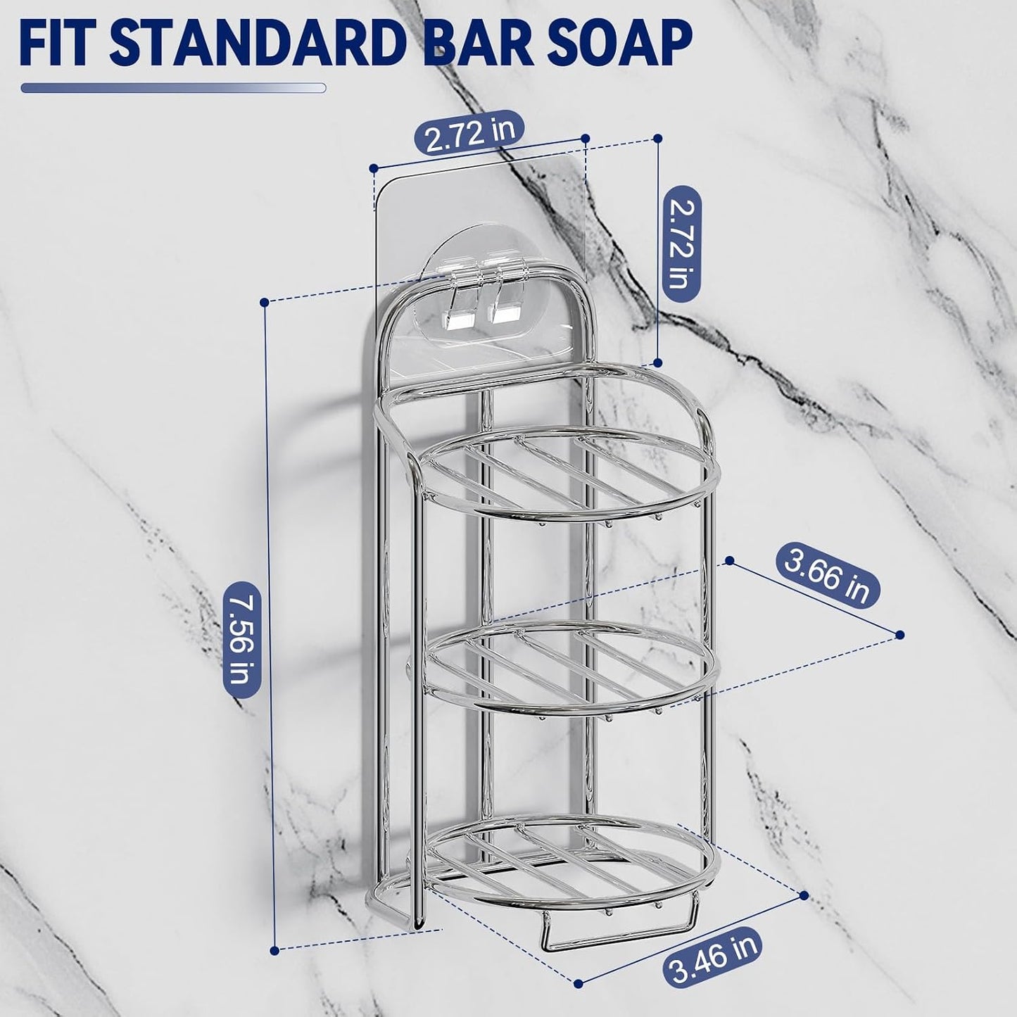 Yoshiky 3-Tier Shower Soap Shampoo Bar Holder, Self Adhesive & Freestanding Draining Bathroom Soap Dish Caddy for Bathroom Wall Accesories Decor