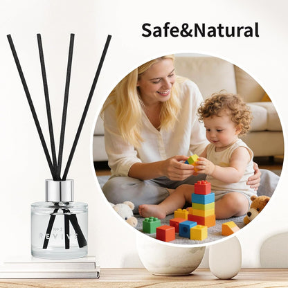 3 Pack Fragrance Reed Diffuser, 50ML Lavender Jasmine Lemongrass Aromatherapy Diffuser Set with 12 Black Fiber Sticks,Air Freshener for Bedroom Bathroom Office, 8.2X 6.6X 2.1 inch