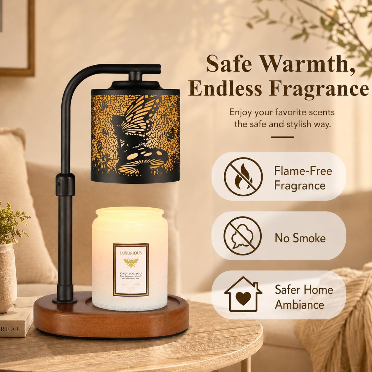 kobodon Candle Warmer Lamp with Timer, Electric Candle Lamp Warmer Birthday for Mom Women Home Bedroom Decor Wax Melt Warmer for Scented Wax with Jar Candles (Dragonfly)