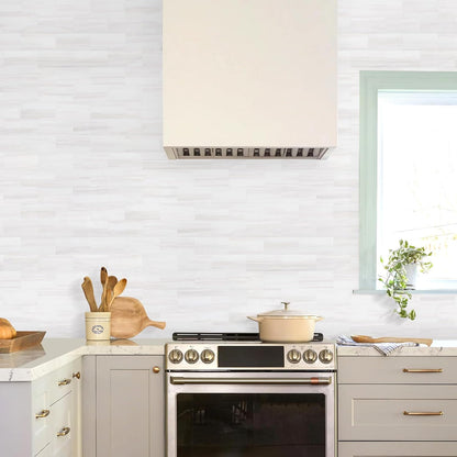 STICKGOO 10-Sheet Subway Tile Peel and Stick Backsplash, Seamless Design Polished Eurasia Beige Kitchen Backsplash Wall Tiles, Glossy Surface Waterproof Stick on Tile for Bathroom, RV, Fireplace