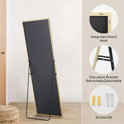 OLIXIS 64"x 21.5" Arched Mirror Full Length, Full Body Mirror with Stand, Hanging or Leaning for Wall, Floor Standing with Shatter-Proof Glass for Bedroom, Living Room, Long, Black
