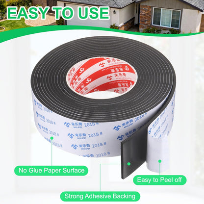 PATIKIL Sponge Rubber Foam Tape, 5/8" W x 1/8" t x 16.4ft l Self-Adhesive Foam Insulation Tape Weather Stripping for Window Door Soundproofing Weatherstrip AC Seal Strip, Black