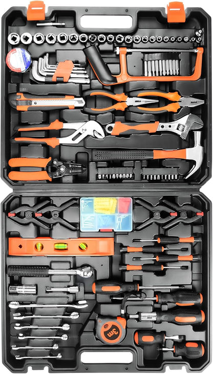 Home Tool Kit 157PCS Basic Household Auto Repair Tool Set Car Toolbox General Hand Tool Kit for Home Men Women DIY with Plastic Toolbox Storage Case Pliers Wrench Combination