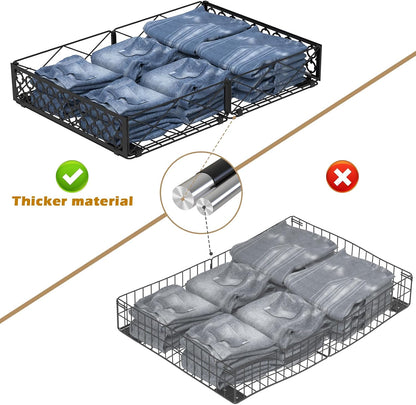 NADAMOO Under Bed Storage with Wheels, 2 Pack Rolling Under Bed Storage Containers，Foldable Metal Under the Bed Organizer Bins for Bedroom Clothes Shoes Blankets