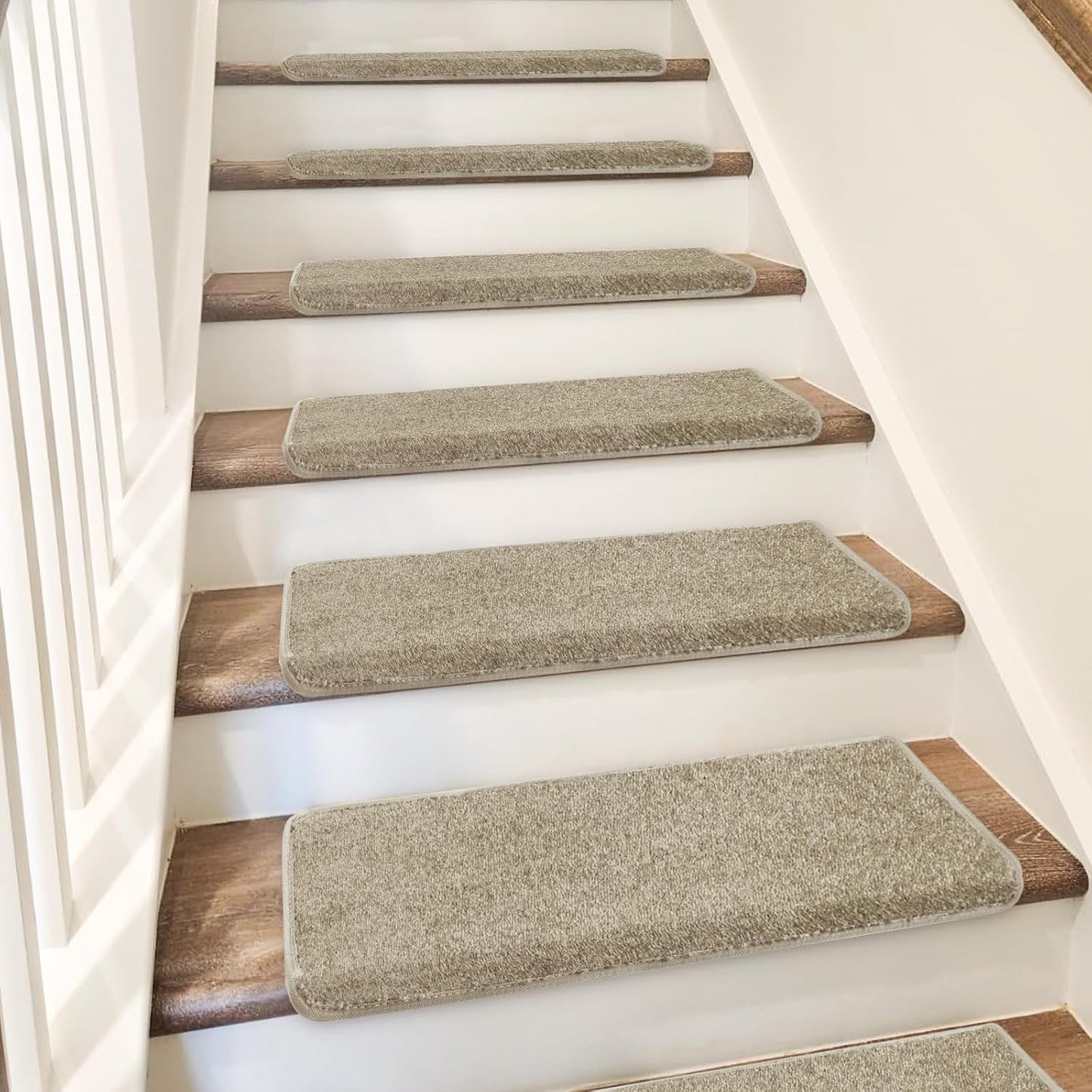 PURE ERA Carpet Stair Treads Tape Free Non Slip Indoor Stair Carpet Stair Protectors Pet-Friendly Non-Slip Skid Resistant Washable Reusable 8" x 30"(2 Pieces,Black)