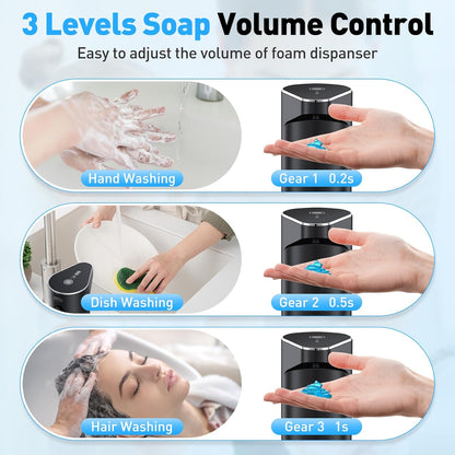 Fantictas Automatic Soap Dispenser,Touchless Hand Wall Mount Rechargeable 3 Gear Adjustable Electric Soap Dispenser 350ml with Infrared Motion Sensor for Bathroom,Kitchen,Office, White Gel