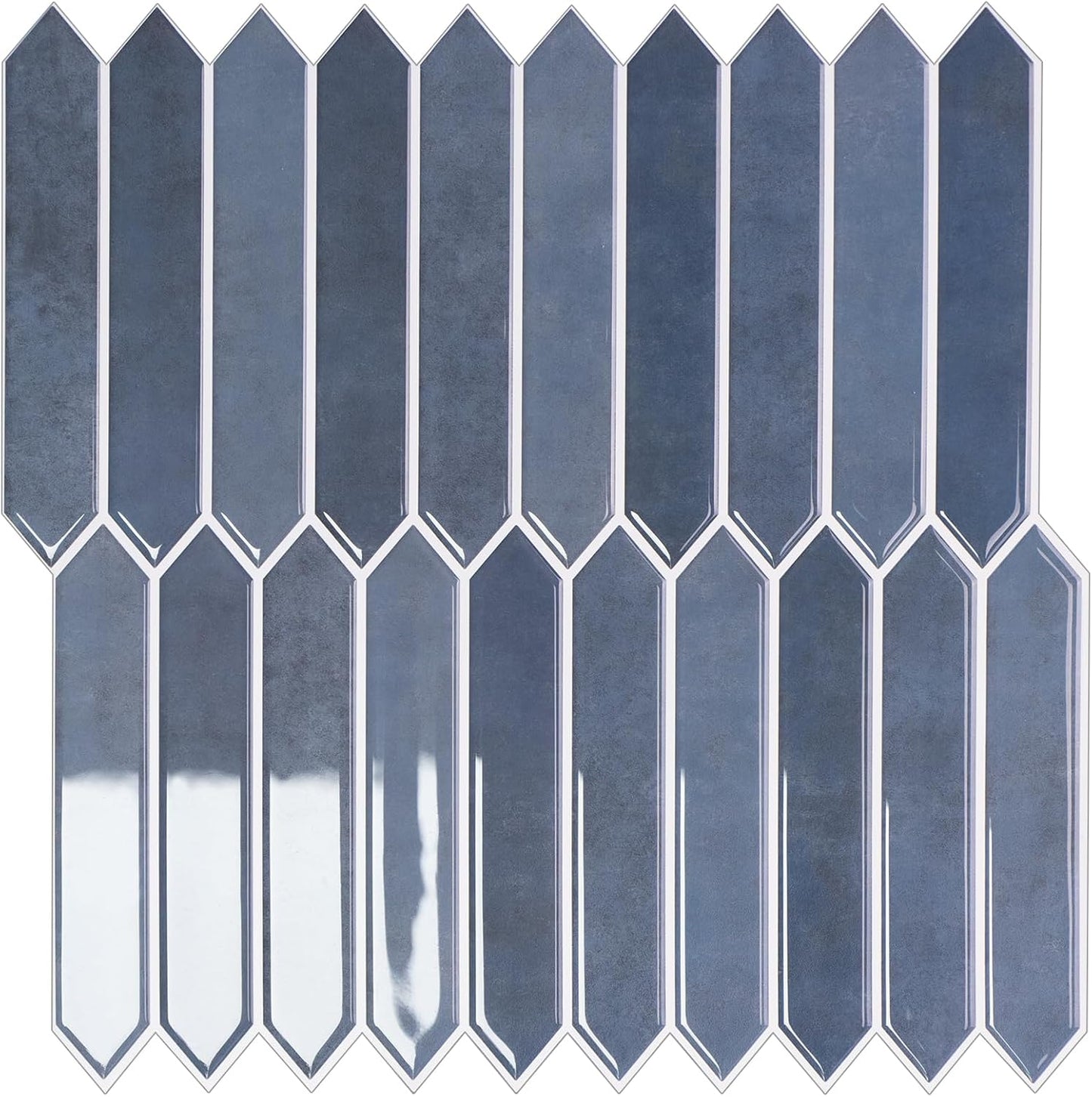 10-Sheet Peel and Stick Backsplash Tile, Self-Adhesive Gray Long Hexagon Wall Tiles, Stick on Backsplash for Kitchen, Bathroom, Fireplace, RV, Thicker Design(12"×12").