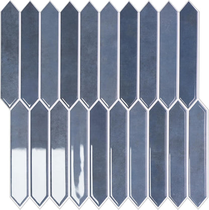 10-Sheet Peel and Stick Backsplash Tile, Self-Adhesive Gray Long Hexagon Wall Tiles, Stick on Backsplash for Kitchen, Bathroom, Fireplace, RV, Thicker Design(12"×12").