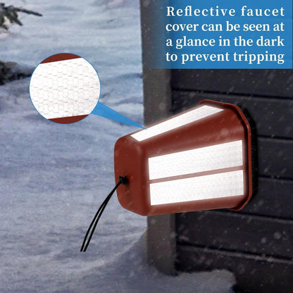 1 Pack 2026 Upgrade Extra Large Outdoor Faucet Cover for Winter Freeze Protection 8.5x7x5.5in Thick Plastic Foam Hose Bib Spigot Cover Winter Insulated with Reflective Strips (Red)
