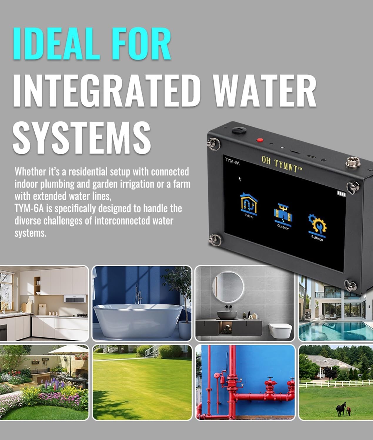 Al Water Leak Detector, Indoor Wall/Ground Under Slab Pipe Leak - TYM-3A | 2 Sensors, 0.5m/1.64ft, 100Hz-8000Hz, 15 Hours