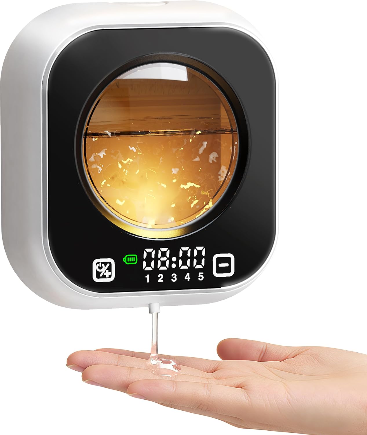 Automatic Foaming Soap Dispenser, Wall Mounted Soap Dispenser, 320ML Electric Smart Touchless Rechargeable, 5 Adjustable Foam Levels, No-Drill Waterproof for Bathroom, Kitchen, Office (Black)