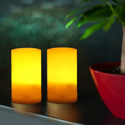 CANDLE CHOICE Waterproof Outdoor Battery Operated Flameless Candles with Remote Timer Plastic Flickering Fake Electric LED Pillars for Lantern Garden Wedding Christmas Decorations 3x4 Inches 3 PCS