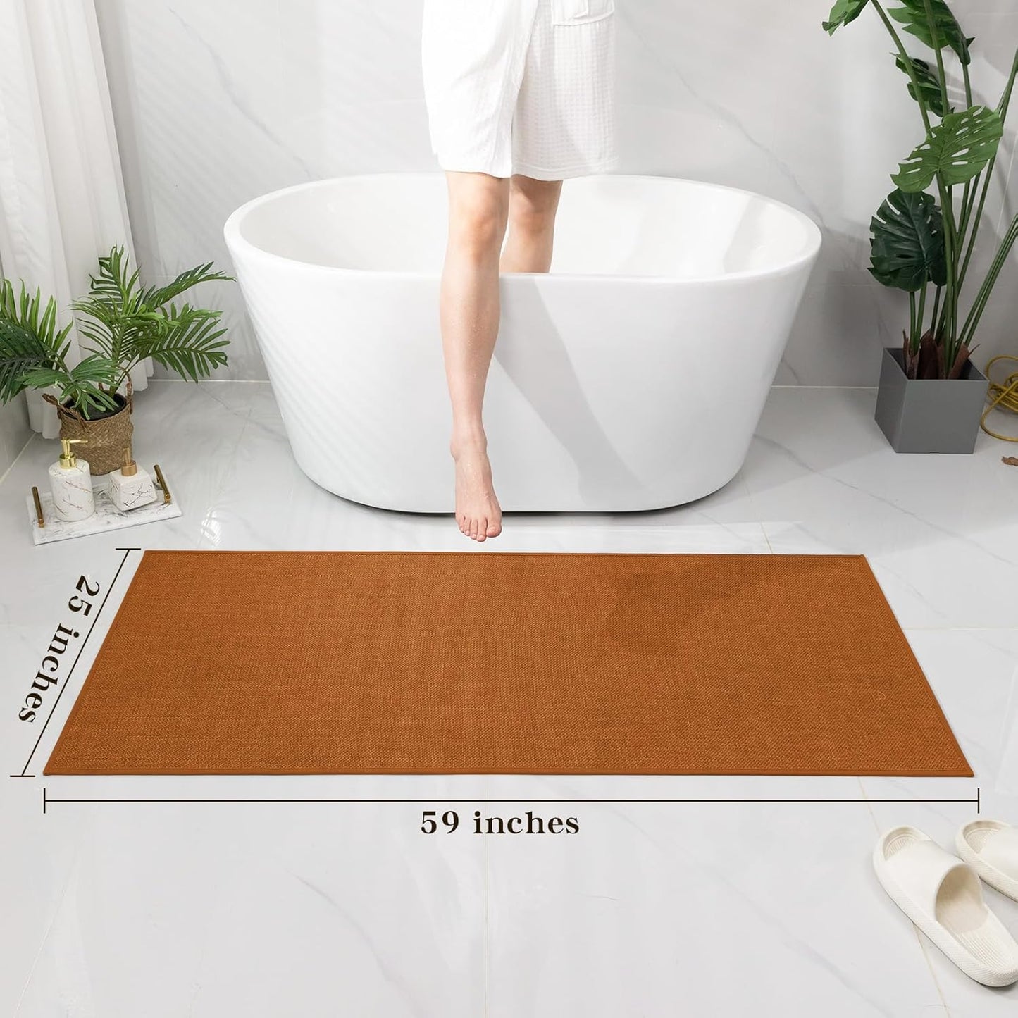 chakme Bathroom Rugs Mat 24x17, Ultra Thin Non Slip Bath Mat Small Quick Dry Absorbent Bath Mat for Bathroom Floor, (Dark Beige, 24"x17")