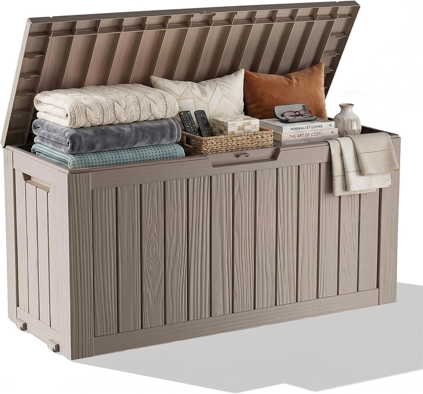 Package Delivery Box, Lockable Resin Outdoor Package, Waterproof Deck Box for Porches, Patios, Indoor & Outdoor Use (70 Gallon, Grey)