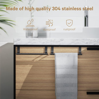 Stainless Steel Over Door Towel Rack Bar Holders for Universal Fit on Over Cabinet Cupboard Doors 2 Pack (Sliver)