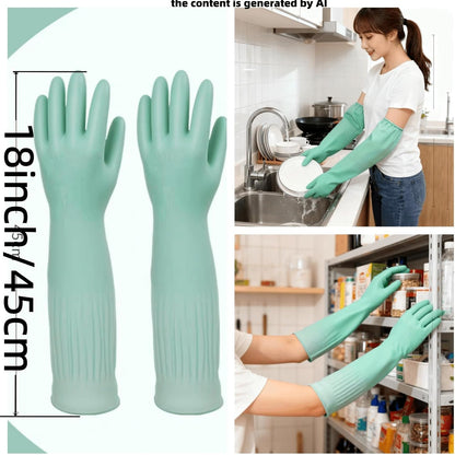 18inch Household Cleaning Rubber Kitchen Waterproof Long Gloves,Reusable Durable Anti Slip Work Latex Gloves