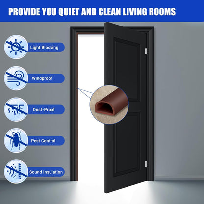 Weather Stripping Door Seal Self Adhesive Weather Strip Silicone D Shaped Door Seal Strip for Door Frame/Window Seal, 20Ft, Brown (3/8" W × 1/4" T)