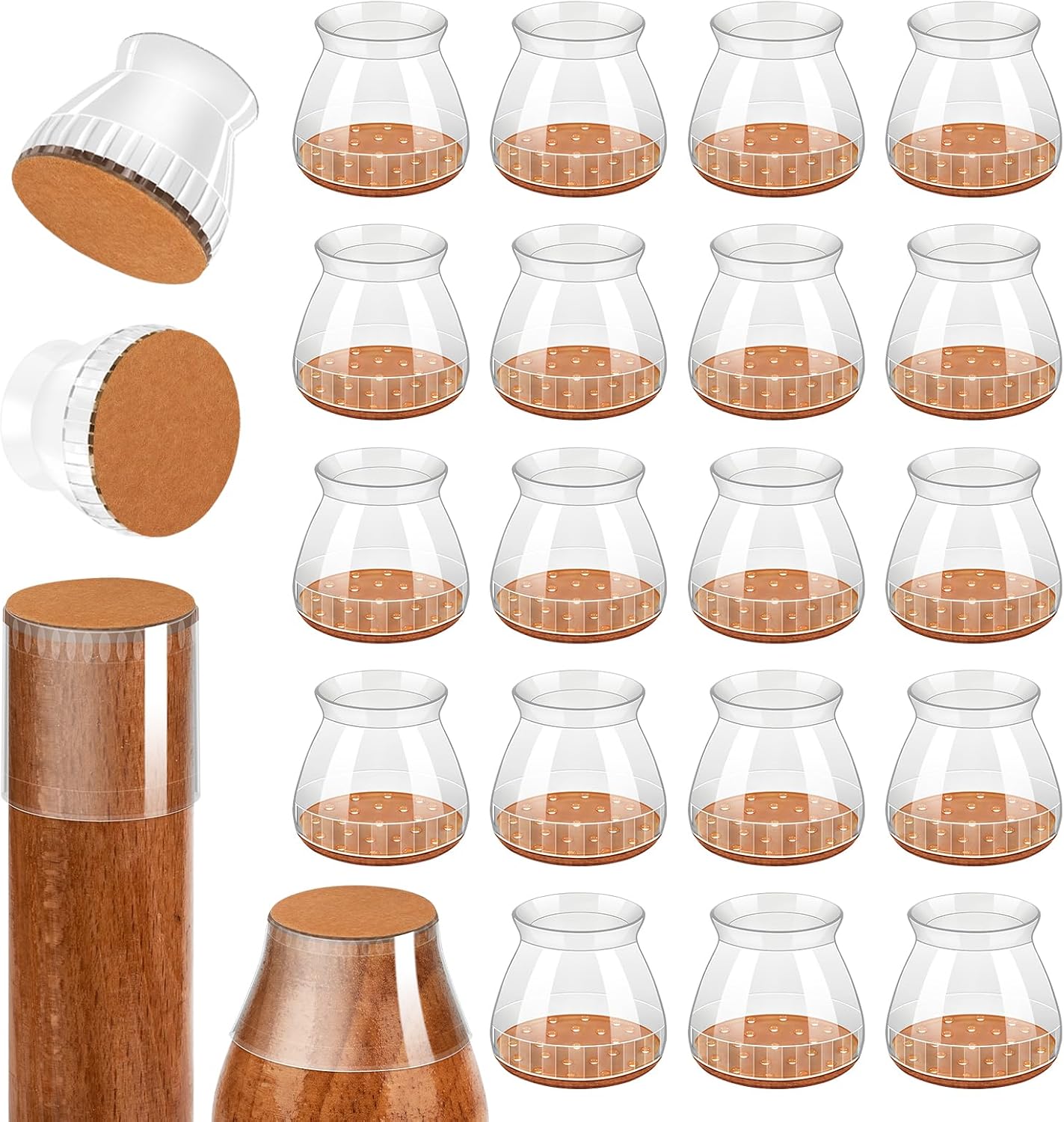 Chair Leg Floor Protectors, 24 Pack Silicone Furniture Pads for Hardwood Floors, Anti-Scratch Furniture Sliders Felt Pads, Noise-Reducing Chair Feet Covers, Table Legs Fit Sizes to(1.3" to 1.97")