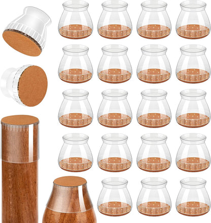Chair Leg Floor Protectors, 24 Pack Silicone Furniture Pads for Hardwood Floors, Anti-Scratch Furniture Sliders Felt Pads, Noise-Reducing Chair Feet Covers, Table Legs Fit Sizes to(1.3" to 1.97")