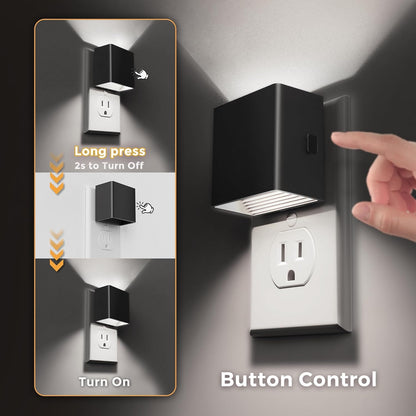L LOHAS LED Motion Sensor Night Light, [2-Pack] Plug in Night Light with Motion Sensor and Dusk to Dawn Sensor, Brightness Adjustable, 3000K Soft White Nightlight for Bathroom Hallway Kitchen