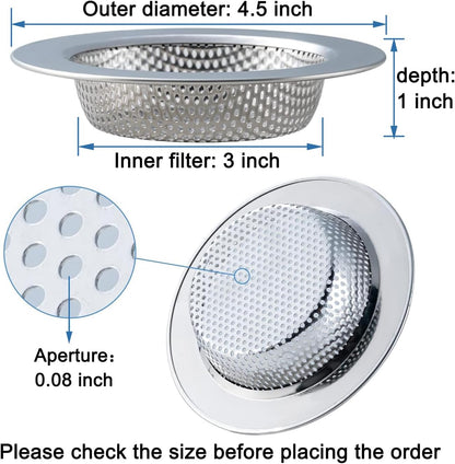 Honmein 2 Pcs Sink Strainer for Most Kitchen Sink Drain Basket, Upgraded Double-Layer Safe Design Kitchen Sink Strainer (Outer Diameter 4.5 Inch)