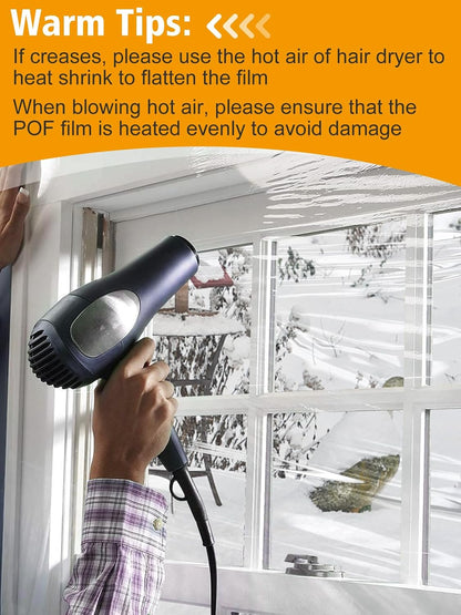 Apipi Patio Door Window Insulation for Winter - 87 x 236 in Thicken Sealing Plastic for Winterizing, Clear Shrink Film Cover Kit with Double-Side Tape for Large Window/ Sliding Door/French Door
