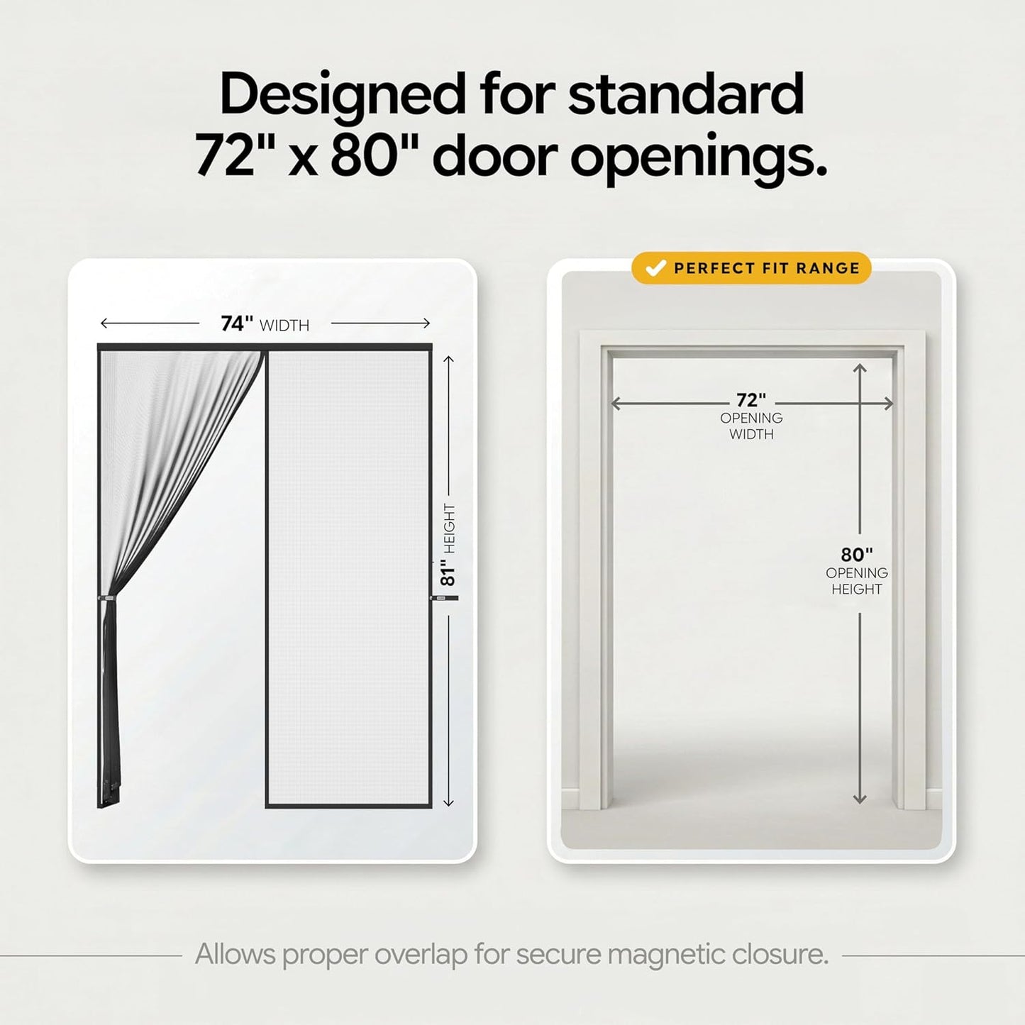 AUGO Magnetic Screen Door - Self Sealing, Heavy Duty, Hands Free Mesh Partition Keeps Bugs Out - Pet and Kid Friendly - Patent Pending Keep Open Feature - 38 Inch x 83 Inch
