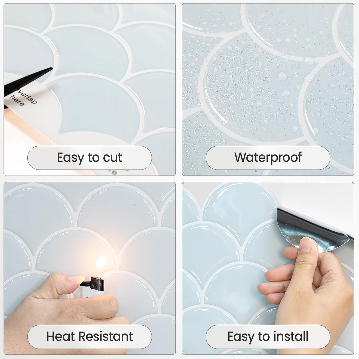 5 Sheets Peel and Stick Backsplash, Self Adhesive Wall Tiles, 3D Adhesive Tile Backsplash, 12"x12"Premium Self Adhesive Wall Tiles Peel and Stickfor Kitchen, Bathroom, RV(Spring Moss)