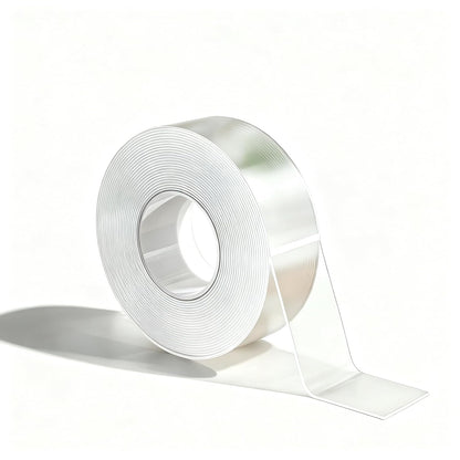 Nano Double Sided Tape 1.2" x 16.5 FT, Clear Traceless for Rug, Kitchen | Washable reusable, no residue, acrylic gel, 2mm, for car dash, poster, mounting, hooks, indoor outdoor