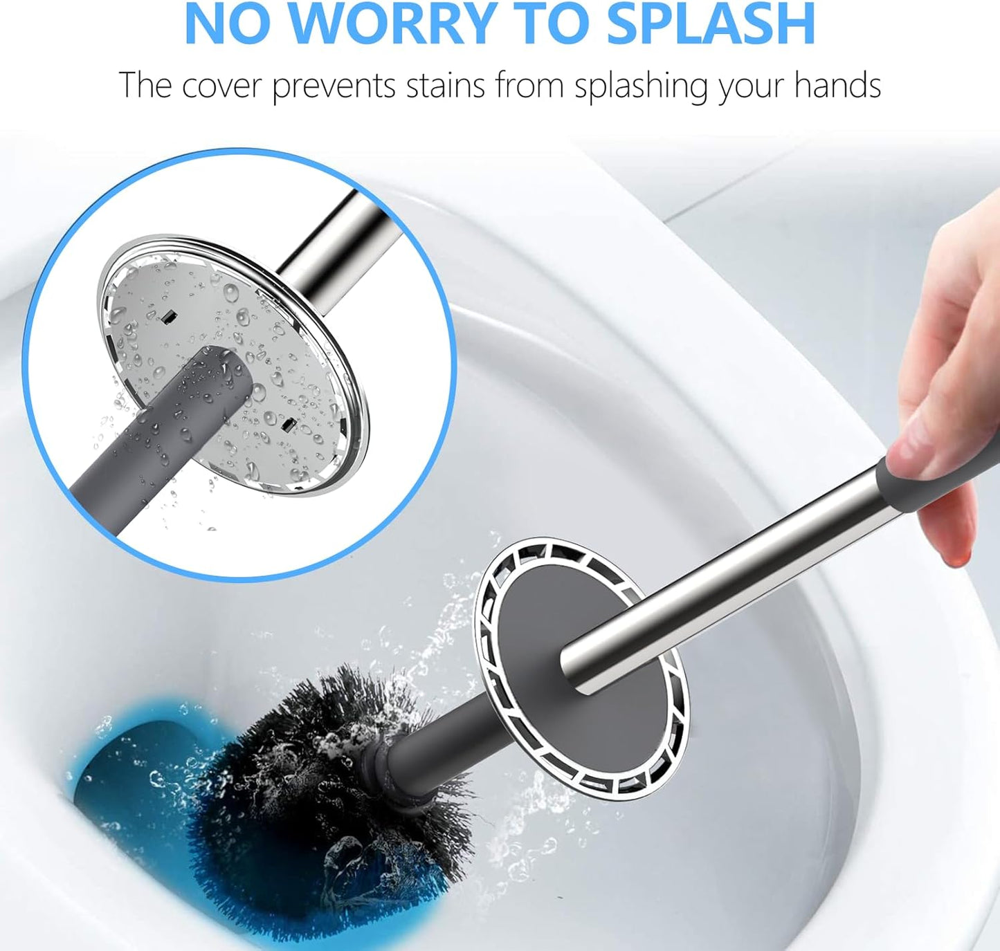 SetSail Toilet Brush, Compact Size Toilet Bowl Brush and Holder Toilet Brushes for Bathroom with Stainless Steel Handle Toilet Cleaner Brush with Durable Scrubbing Bristles, Splash-Proof