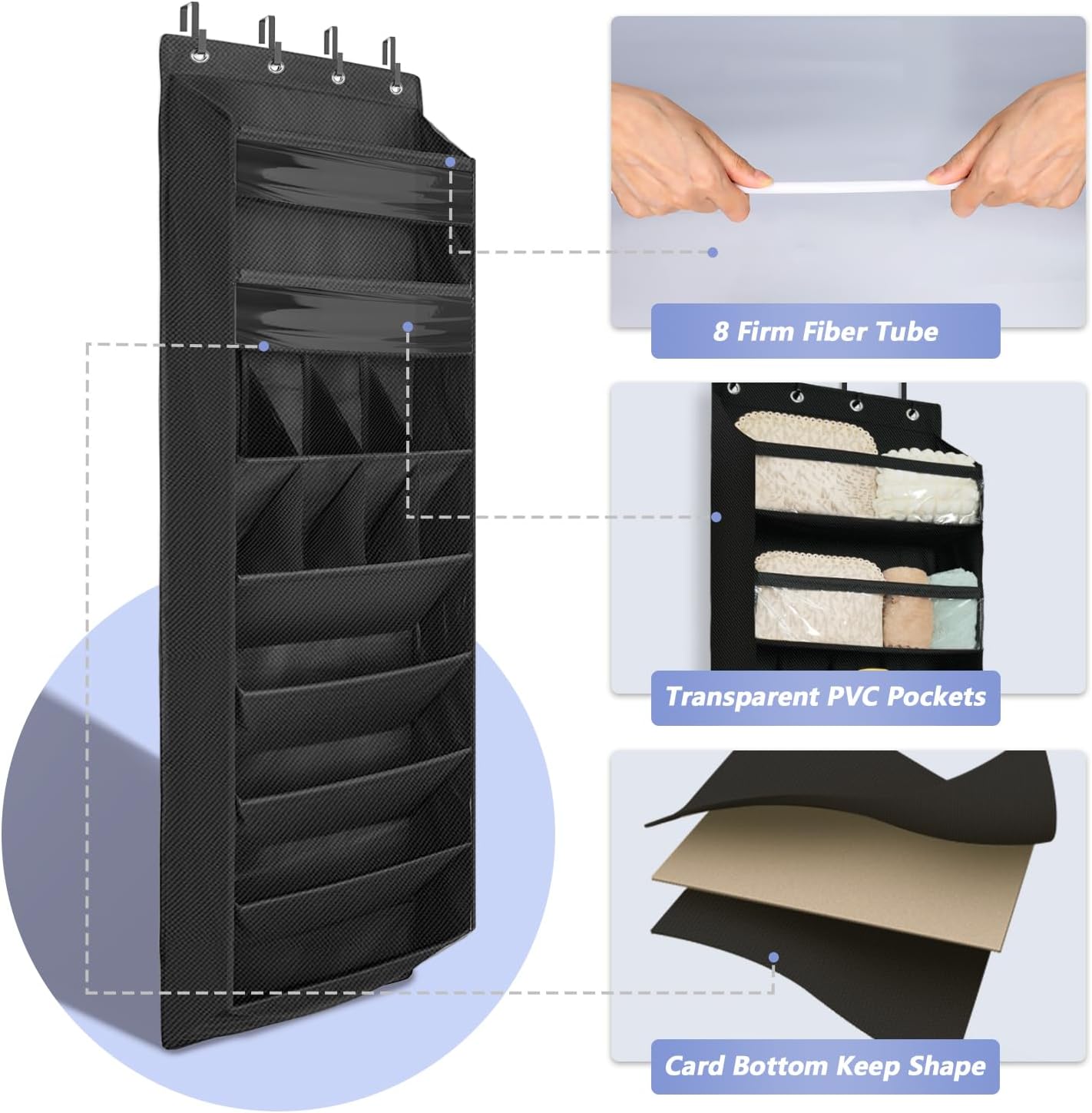 FENTEC 1 Pack Over-the-Door-Shoe-Organizers,Hanging Organizers with Large Pocket Shoe Holder Hanging Shoe Rack for Closet Shoe Organizer for Wall, Over Door Organizer with 15 Pockets Gray