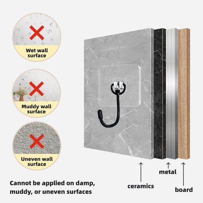 DTmasao 10 Packs Large Hooks for Heavy-Duty Hanging 44Ib(Max) Wall Hangers - No Nails, Self-Adhesive Traceless, Waterproof Rustproof, Bathroom Kitchen Home Use