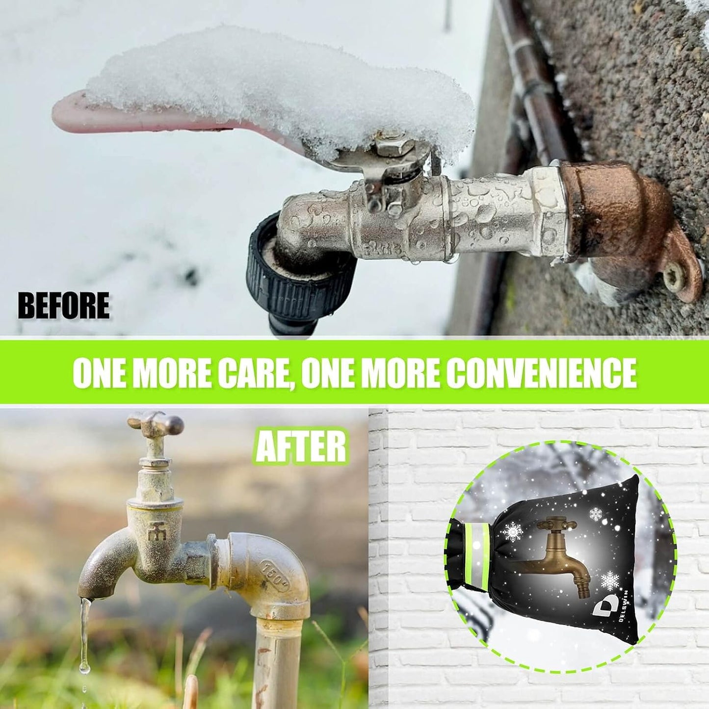 DELSWIN Outdoor Faucet Cover for Winter, 5P 8.7"x7" Hose Bib Insulation, Outside Waterproof Spigot Protection, Bigger and Thicker Frost Freeze Insulated Cover
