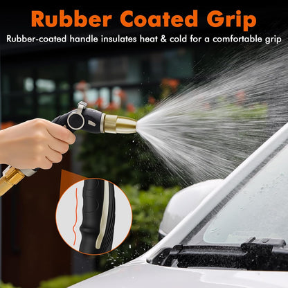 RESTMO Garden Hose Nozzle, Heavy Duty Water Hose Sprayer Nozzle for Outdoor | Metal Hose Nozzle, Brass Head, Adjustable Thumb Control, 4 Spray Patterns, Leak-proof, Ideal for Lawn & Plant & Car, Black