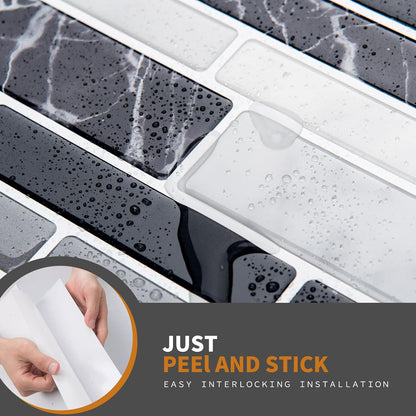 WOWSTAR 10-Sheet Peel and Stick Backsplash Tile for Kitchen Wall, Back Splash Stick On Tiles for Kitchen (12"x 12", Gray)