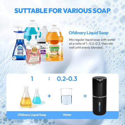 2 Pack Automatic Foaming Soap Dispenser,Touchless Foam Soap Dispenser,12.8oz Rechargeable Wall Mounted Smart for Bathroom and Kitchen Dish Soap,Easy for Toddlers(White)