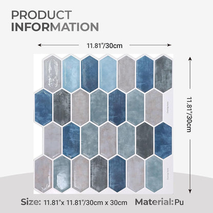 5 Sheets Peel and Stick Backsplash, Self Adhesive Wall Tiles, 3D Adhesive Tile Backsplash, 12"x12"Premium Self Adhesive Wall Tiles Peel and Stickfor Kitchen, Bathroom, RV(Spring Moss)