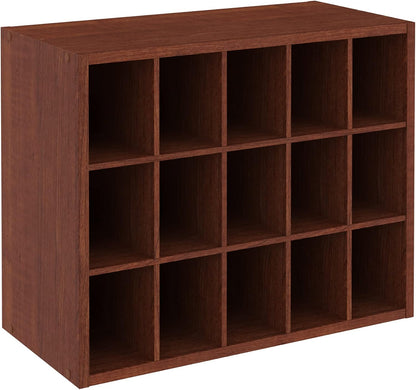 ClosetMaid 15 Cube Stackable Storage Organizer for Shoes, Bags, Crafts, Hobbies with Wood Shelves, for Closet, Entryway or Mudroom, Espresso