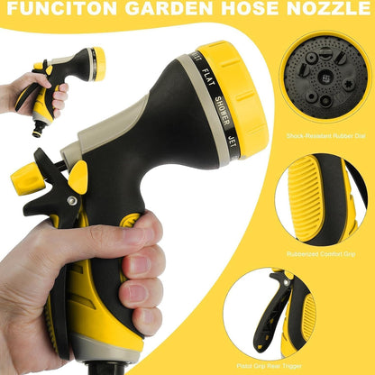 Garden Hose Nozzle with Adjustable 10 Watering Patterns, Water Hose Nozzle Sprayer with Slip Resistant,High Pressure Garden Hose Spray Nozzle for Plants & Lawns Watering,Car Washing and Pet Showering