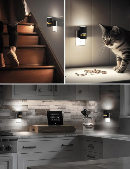 L LOHAS LED Motion Sensor Night Light Plug in, Night Lights Plug into Wall with Adjustable Brightness, 1600K Amber Light, 1W Energy-Saving Nightlight for Bathroom Bedroom Kitchen Hallway, 2 Pack