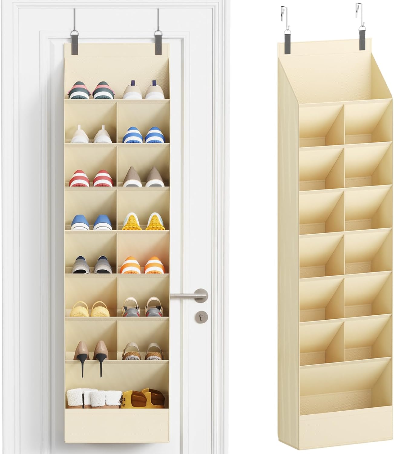 Lifewit 6 Tier Over the Door Shoe Organizer with 11 Large Deep Pockets, Fabric Hanging Shoes Shelf for Closet, Dorm Storage, Fit Up to 12 Pair Shoe Rack Holder for Sneakers, Boots, Gray