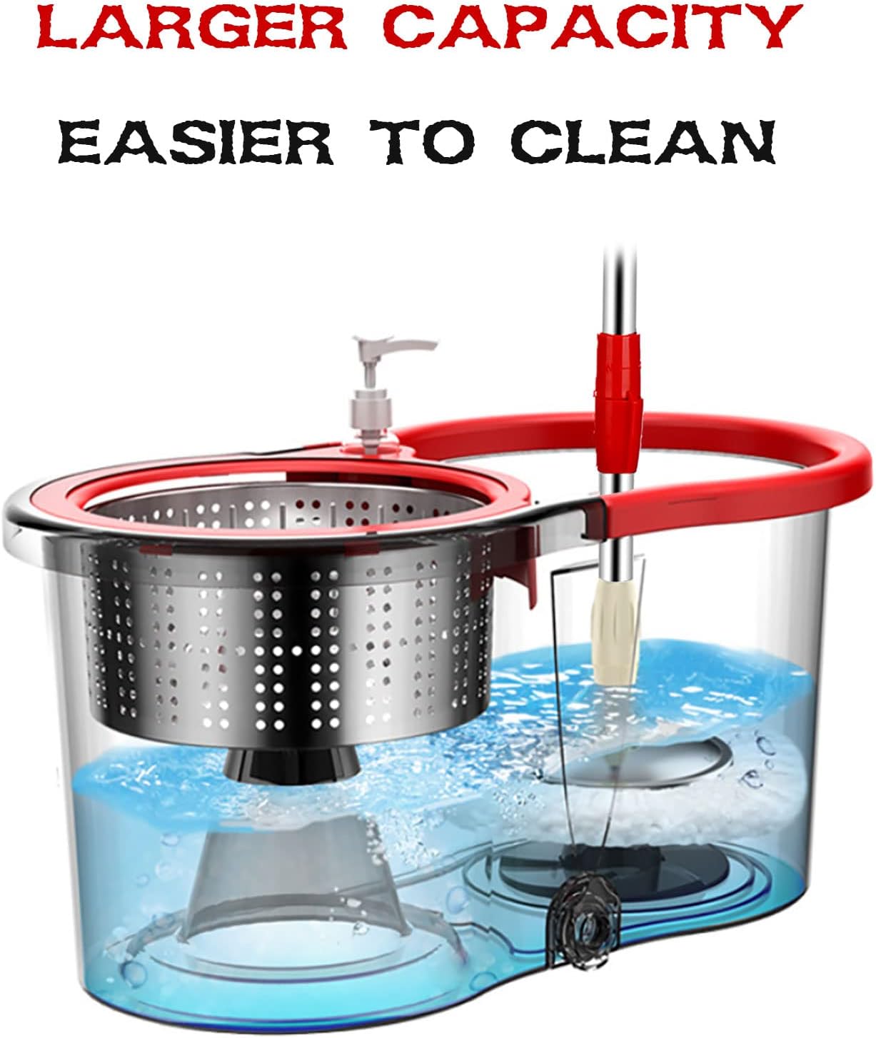 Mop and Bucket with Wringer Set 360° 3psc Microfiber Spin Mop with Bucket and Dual Mop Heads Self Wringing Spinning Mop for Office and Home Use (20QT)