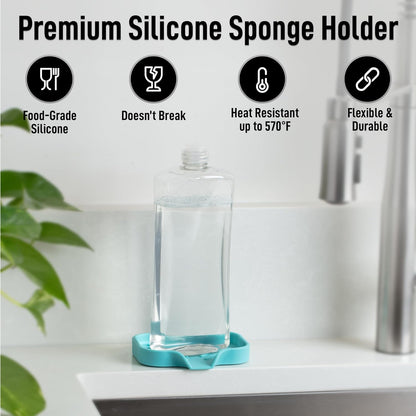 Zulay Kitchen (9x3.5in) Sponge Holder for Kitchen Sink - Flexible Heavy-Duty Multipurpose Sink Caddy - Counter Organizer for Kitchen, Bathroom, Makeup, Trinkets & More! (Grey)