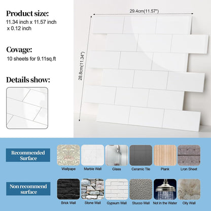 2026 New Upgrade Peel and Stick Backsplash Tile, Peel and Stick 11.34" X 11.57" Wall Tile for Kitchen, Bathroom, Fireplace, Laundry (Beige Ecru, 10 Packs)