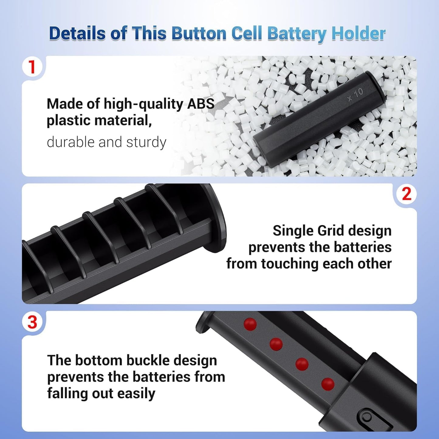 Hard Shell Battery Organizer Holder with Small Battery Tester, IP68 Waterproof Multi 82 Slots Batteries Vault Case for 40 AA & 12 AAA & 12 CR2032 CR2025 & 18 LR44 Button Cell/2 D Size Batteries Case