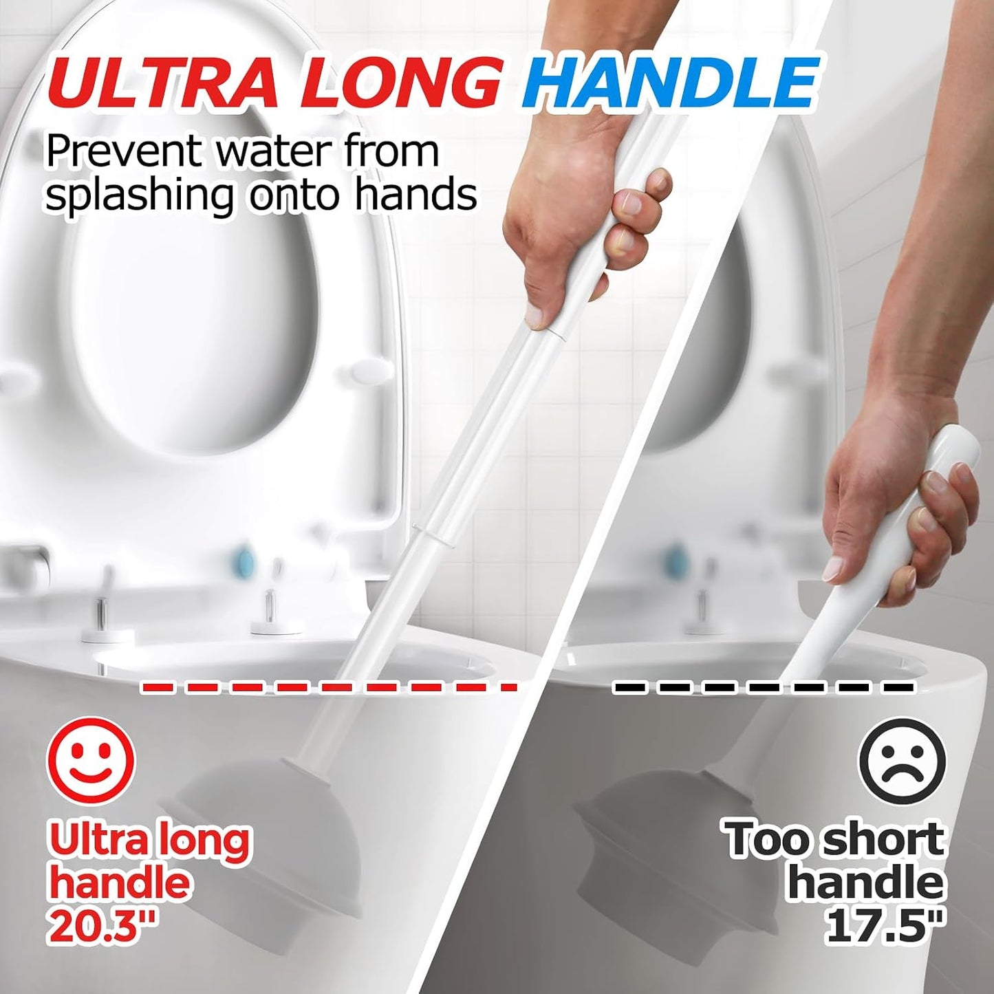 FORASTO 3 in 1 Toilet Brush and Plunger Set with Holder for Bathroom White | compact set, 3 in 1 deep cleaning, home toilet bowl crevice, brush plunger combo,Crevice Cleaning Brush