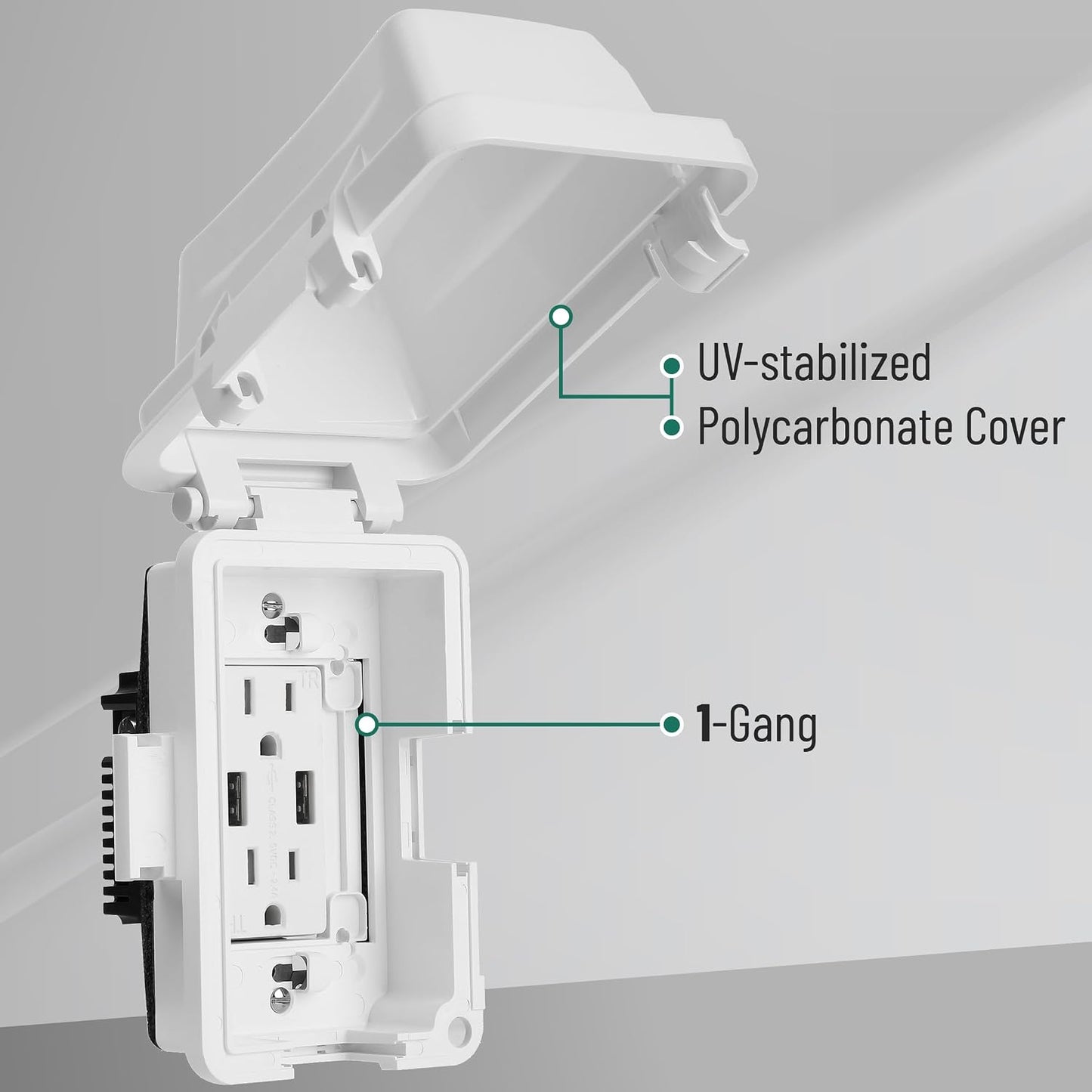 Bates- Weatherproof Electrical Outlet Cover, 1-Gang Outdoor Plug Cover | For Protection Against Rain Dust & Outdoor Use