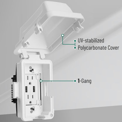 Bates- Weatherproof Electrical Outlet Cover, 1-Gang Outdoor Plug Cover | For Protection Against Rain Dust & Outdoor Use