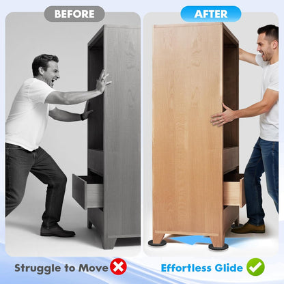 16-Pack Furniture Sliders for Hardwood Floors, Save 80% Effort Safely and Easily, The Glide Tool Set for Heavy Furniture and Appliances, Reusable Floor Protectors and Moving Pads (16 Felt 3.5" Slider)