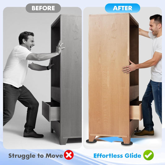 16-Pack Furniture Sliders for Hardwood Floors, Save 80% Effort Safely and Easily, The Glide Tool Set for Heavy Furniture and Appliances, Reusable Floor Protectors and Moving Pads (16 Felt 3.5" Slider)